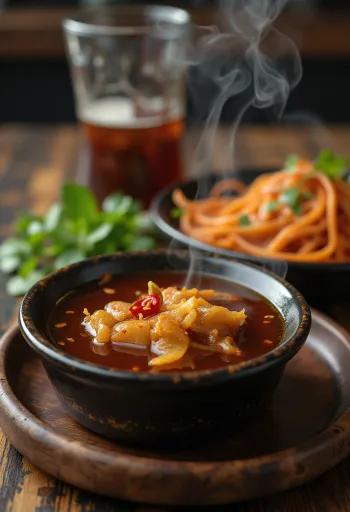 Karamelizovaná rybí omáčka servírovaná k pečené rybě