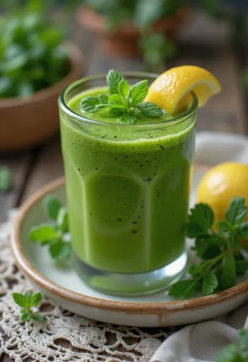 Čerstvé zeleninové smoothie servírované ve sklenici