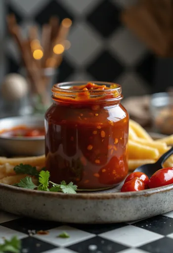 Uzená chilli barbecue omáčka servírovaná