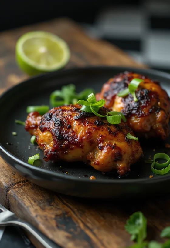 Jerk kuře servírovaná s limetkou a salátem