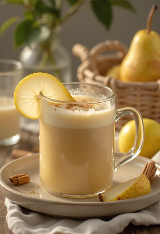 Hruškový smetanový cider podávaný ve sklenici