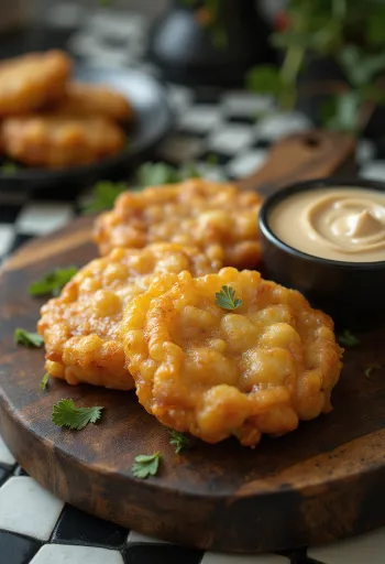 Křupavé smažené placičky Sabudana Vada z tapioky na talíři