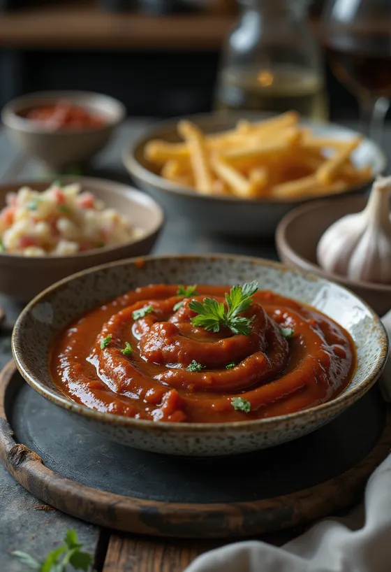 Uzená česneková barbecue omáčka servírovaná