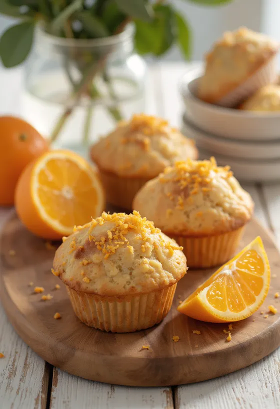 Skořicovo-pomerančové muffiny ve zlatohnědém servírování