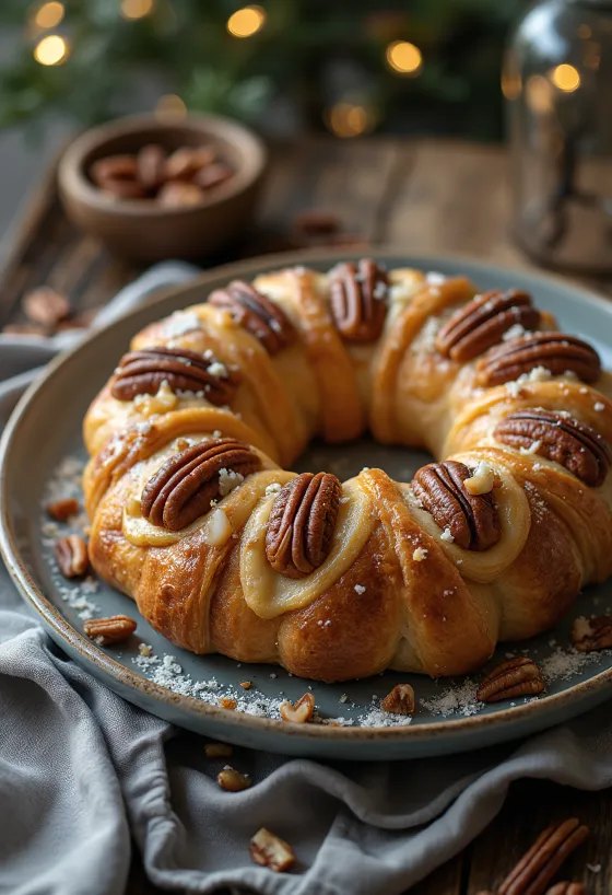 Kringle s pekanovou náplní, upečený do krásné zlatohnědé barvy