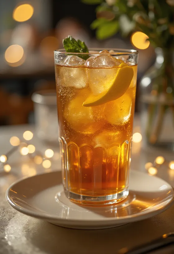 Koktejl Long Island Iced Tea zdobený plátkem citronu