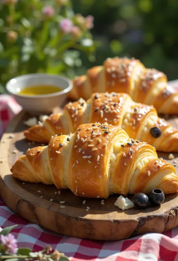 Servírovaný croissant s olivami