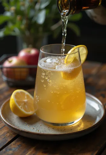 Španělský cider Sidra podávaný ve sklenici