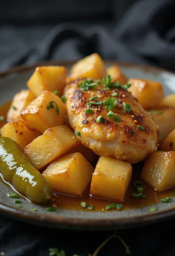 Kuřecí po brašovsku s opečenými kostkami brambor a čerstvou petrželkou