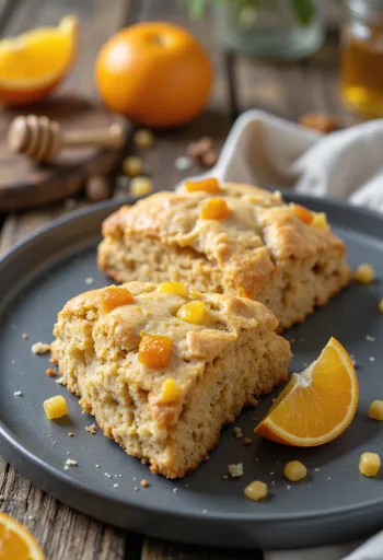 Scones s pomerančem a marcipánem, servírování