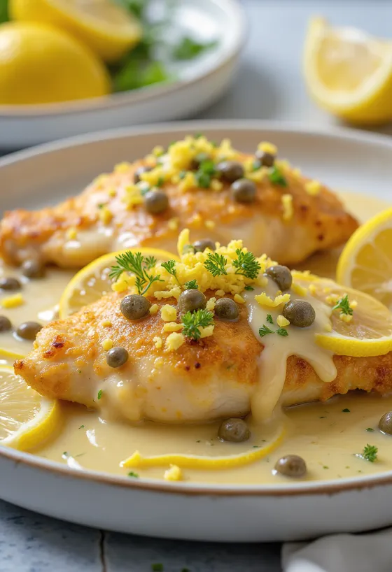 Piccata al Limone, citronová kuřecí prsa s omáčkou z kaparů