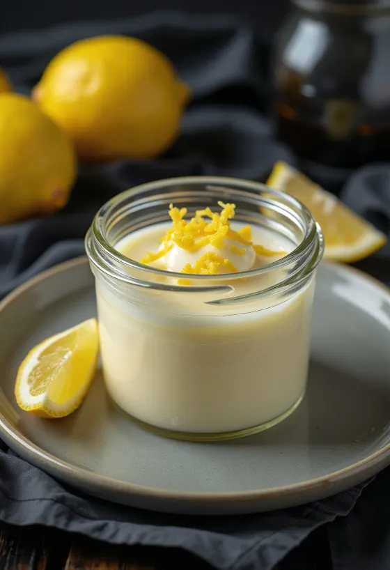 Citrónová panna cotta servírována