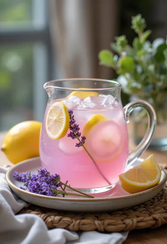 Levandulová limonáda podávaná ve sklenici