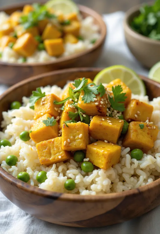 Květáková rýže s kari tofu