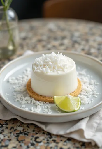 Kokosový panna cotta dort v elegantním podávání