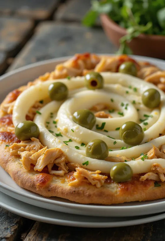 Pizza de Frango com Catupiry s kuřecím masem a krémovým sýrem