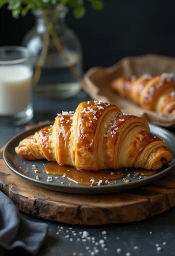 Servírovaný croissant se slaným karamelem