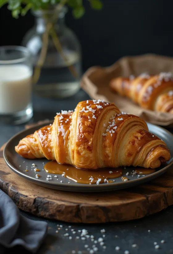 Servírovaný croissant se slaným karamelem