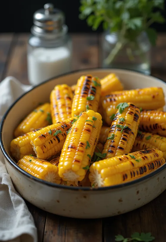 BBQ grilovaná kukuřice na másle servírovaná