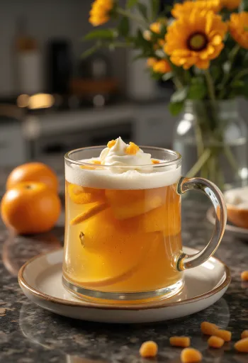 Mátový citrusový cider servírovaný ve sklenici