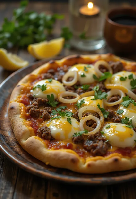 Pizza Egiziana naservírovaná