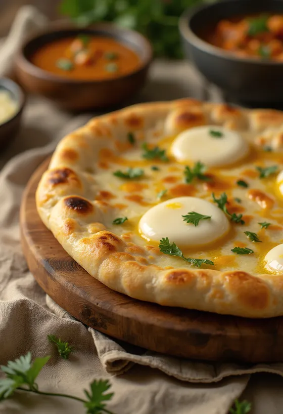 Sýrový naan, měkký a chutný indický chléb
