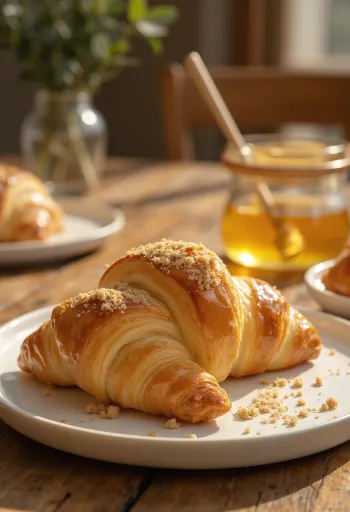 Čerstvě upečený novozélandský medový croissant