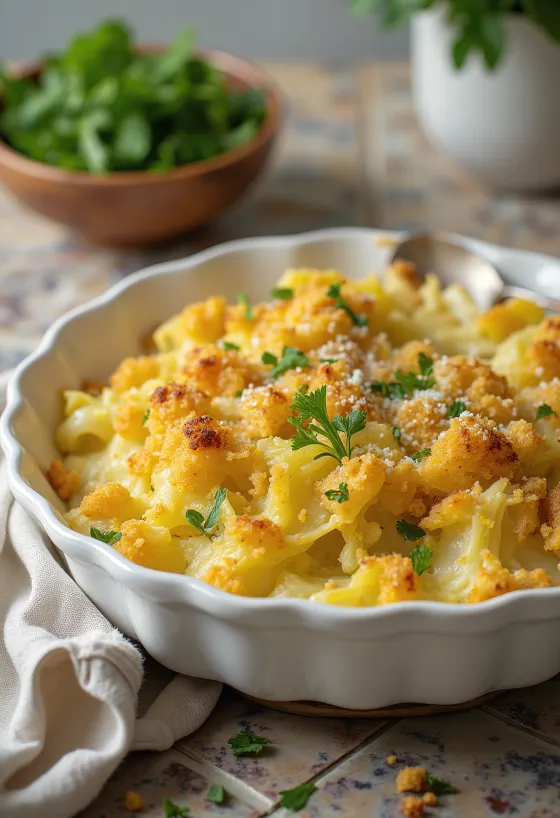 Veganská zapékaná kapusta při podávání