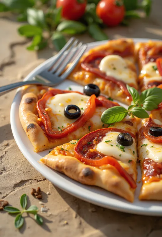 Pizza Española s chorizem, červenou paprikou a olivami
