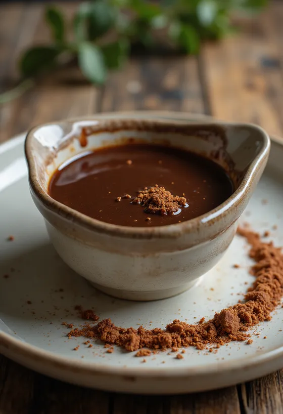 Sladká čokoládová chilli omáčka servírovaná