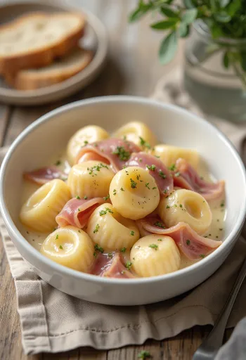 Gnocchi s uzenou šunkou servírované