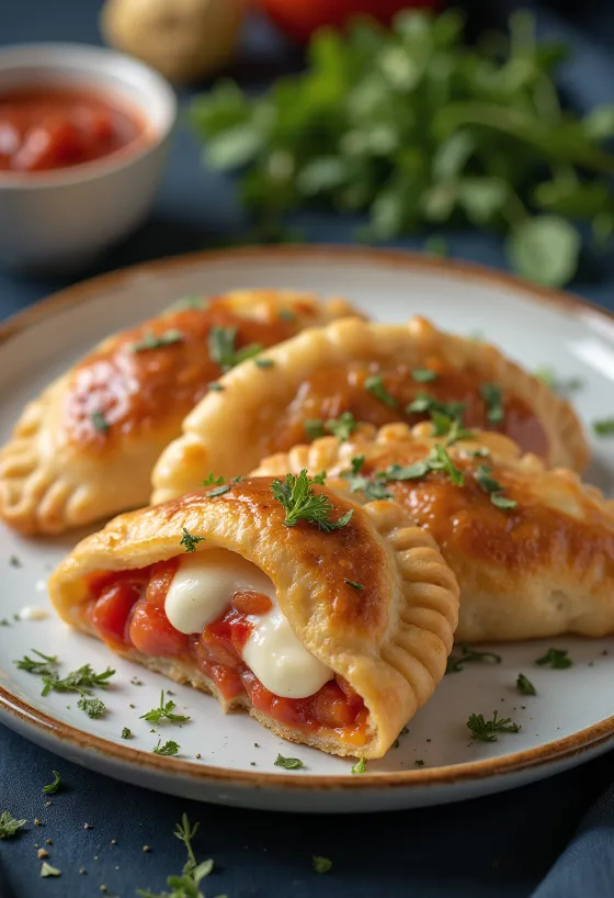 Empanada s rajčaty a mozzarellou se sýrem a oreganem