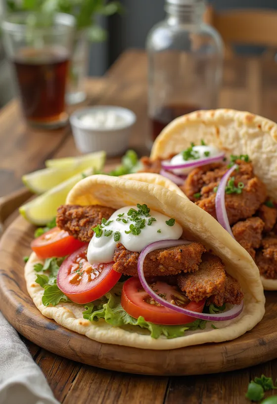 Pork Gyros, řecké vepřové v pita chlebu s omáčkou tzatziki