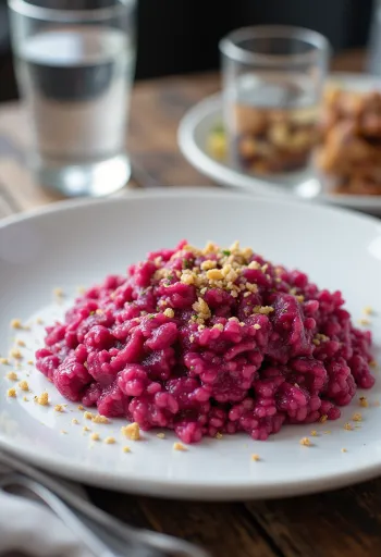 Veganské řepové rizoto při podávání